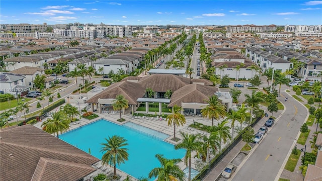 bird's eye view of a pool area