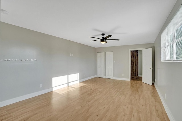 242 SW 9th St, Dania Beach, FL 33004 - unfurnished room with ceiling fan, light wood-type flooring, baseboards, and a smoke detector