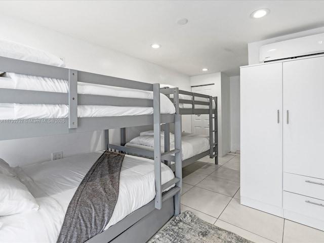 6820 SW 9th St, Pembroke Pines, FL 33023 - bedroom featuring a wall mounted AC, recessed lighting, and light tile patterned floors