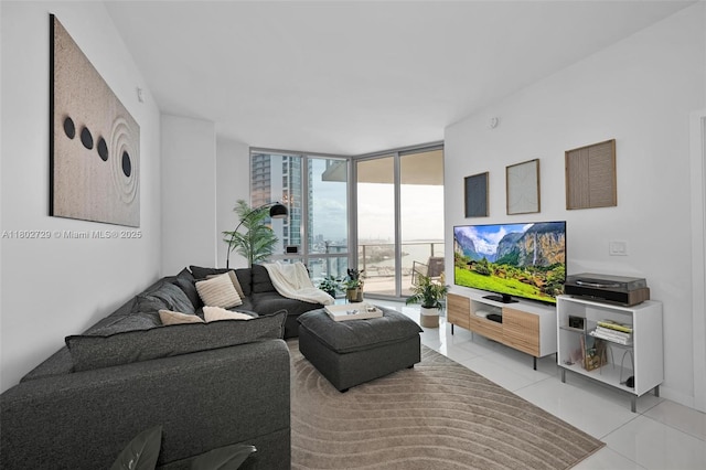851 NE 1st Ave Unit 3107, Miami, FL 33132 - living room featuring expansive windows and light tile patterned floors