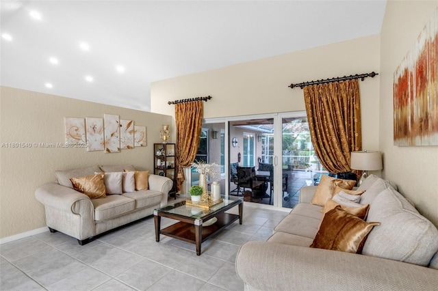 1708 NW 126th Dr, Coral Springs, FL 33071 - living area featuring light tile patterned floors and recessed lighting