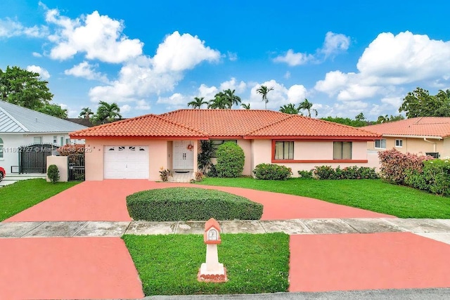 330 SW 133rd Ct, Miami, FL 33184 - ranch-style house featuring a tiled roof, driveway, a garage, stucco siding, and a gate