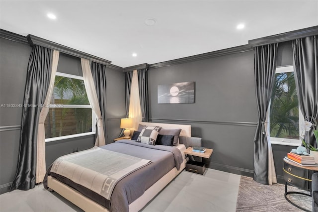 726 NE 17th Way, Fort Lauderdale, FL 33304 - bedroom featuring ornamental molding and recessed lighting