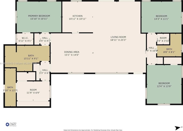 726 NE 17th Way, Fort Lauderdale, FL 33304 - floor plan / room layout