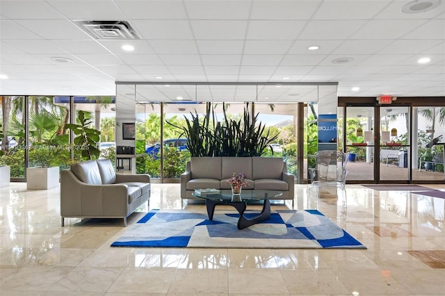 4350 Hillcrest Dr Unit 1016, Hollywood, FL 33021 - common area featuring floor to ceiling windows and a drop ceiling