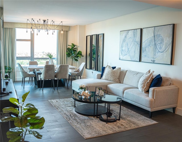 2681 N Flamingo Rd Unit 1206S, Sunrise, FL 33323 - living room with a chandelier and wood finished floors