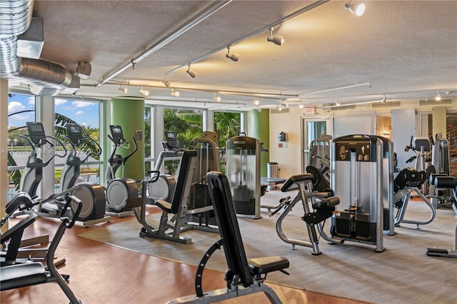 2681 N Flamingo Rd Unit 1206S, Sunrise, FL 33323 - exercise room featuring track lighting and a textured ceiling