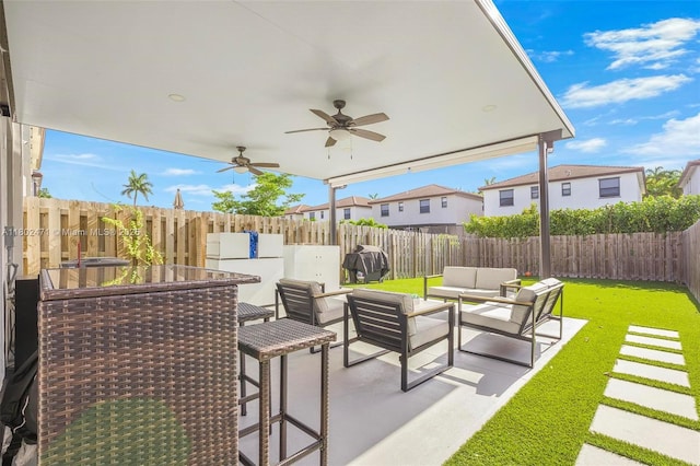25280 SW 108th Ct, Homestead, FL 33032 - view of patio / terrace with outdoor lounge area, outdoor dining area, and a ceiling fan