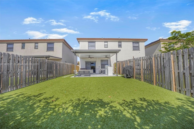 25280 SW 108th Ct, Homestead, FL 33032 - rear view of house featuring a ceiling fan, stucco siding, and a patio