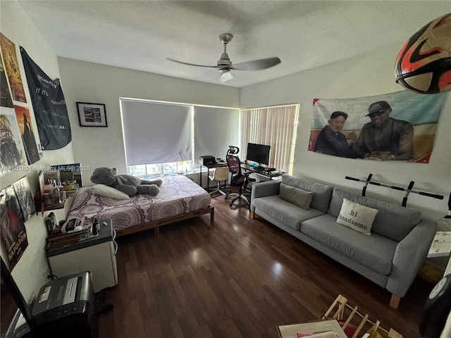9260 Bay Harbor Ter Unit 24, Bay Harbor Islands, FL 33154 - bedroom featuring dark wood finished floors and ceiling fan