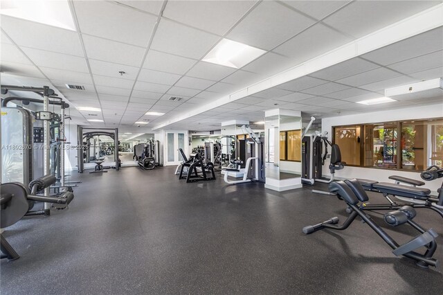 540 Brickell Key Dr Unit 904, Miami, FL 33131 - workout area with a drop ceiling