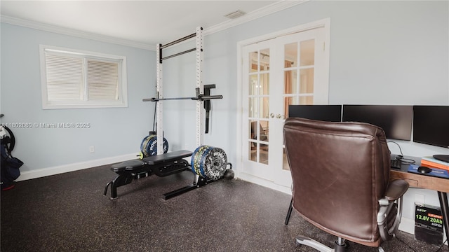 1112 N 31st Ave, Hollywood, FL 33021 - office space featuring ornamental molding, french doors, and baseboards