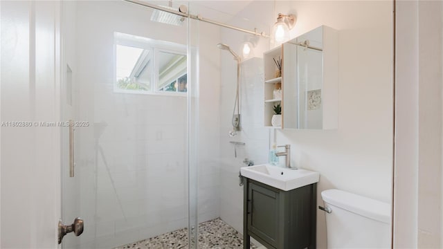1112 N 31st Ave, Hollywood, FL 33021 - bathroom with a shower stall, toilet, vanity, and speckled floor