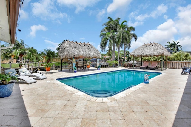 6001 SW 18th St, Plantation, FL 33317 - view of swimming pool featuring a gazebo and a patio area
