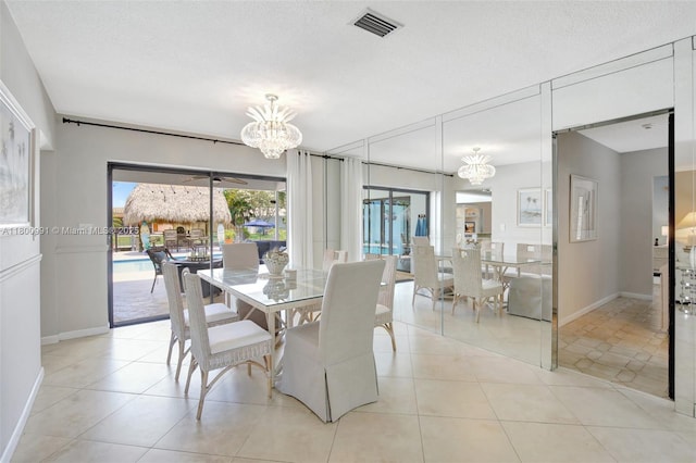 6001 SW 18th St, Plantation, FL 33317 - dining room with a chandelier, baseboards, and light tile patterned floors