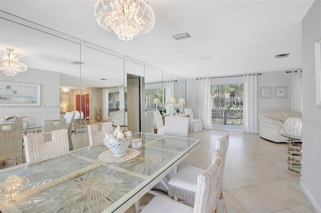 6001 SW 18th St, Plantation, FL 33317 - dining space with a chandelier and light tile patterned flooring