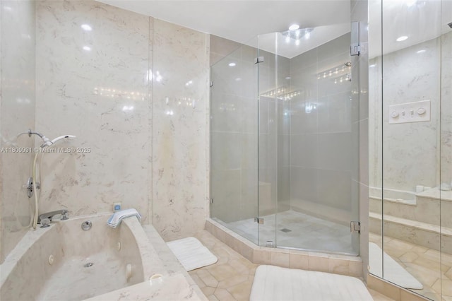 6001 SW 18th St, Plantation, FL 33317 - full bathroom featuring a whirlpool tub and a stall shower