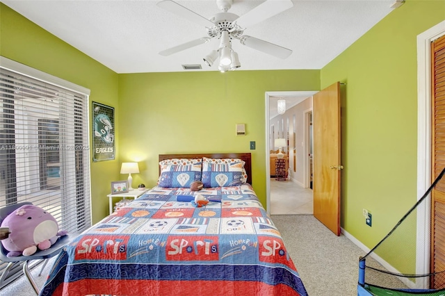 6001 SW 18th St, Plantation, FL 33317 - carpeted bedroom featuring ceiling fan and baseboards
