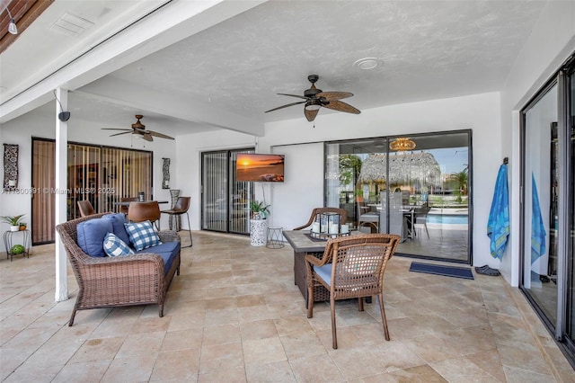 6001 SW 18th St, Plantation, FL 33317 - sunroom / solarium featuring beamed ceiling