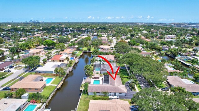6001 SW 18th St, Plantation, FL 33317 - aerial view of property's location with nearby suburban area and a large body of water