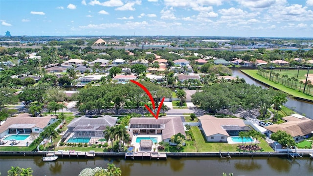 6001 SW 18th St, Plantation, FL 33317 - aerial perspective of suburban area with a large body of water