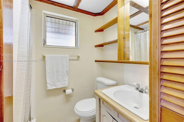 1920 SW 65th Ter, North Lauderdale, FL 33068 - full bath with toilet, vanity, decorative backsplash, and a shower with curtain