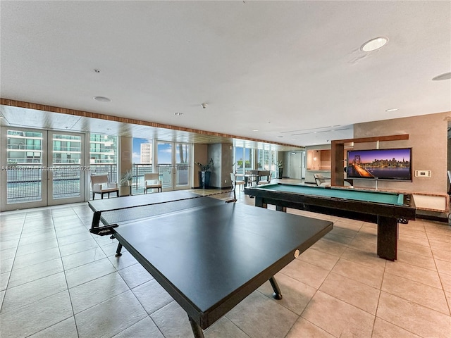 60 SW 13th St Unit 2100, Miami, FL 33130 - recreation room featuring pool table, light tile patterned flooring, and recessed lighting