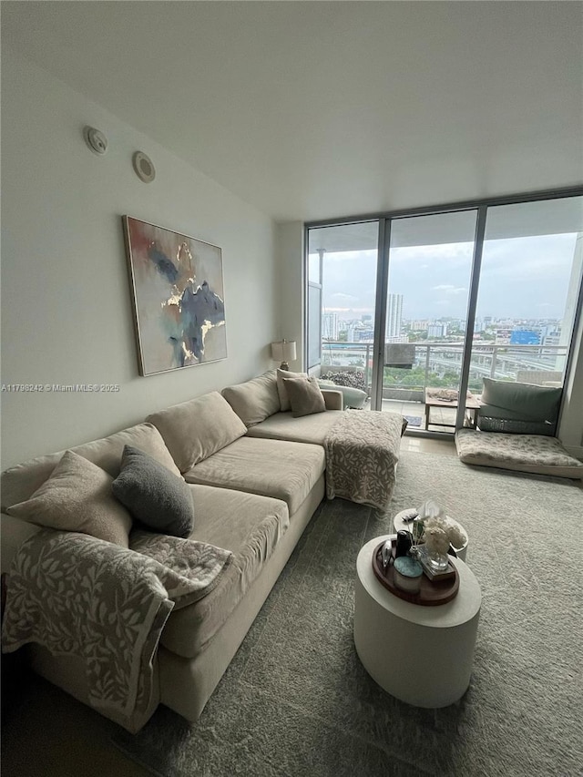 90 SW 3rd St Unit 1909, Miami, FL 33130 - living room featuring carpet floors and expansive windows