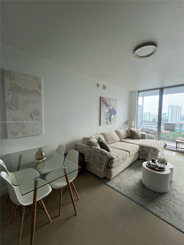 90 SW 3rd St Unit 1909, Miami, FL 33130 - tiled living room with a wall of windows