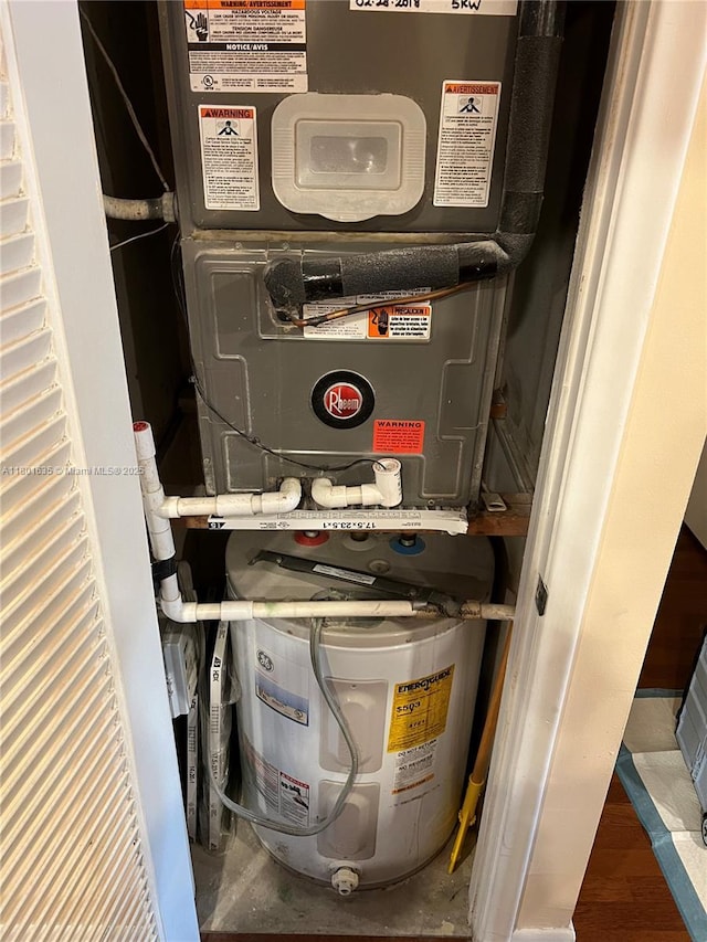 utility room with water heater