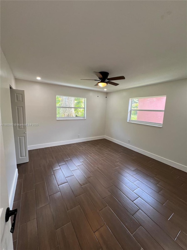 6391 SW 8th St, North Lauderdale, FL 33068 - empty room with wood tiled floors, ceiling fan, baseboards, and recessed lighting