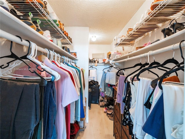walk in closet featuring wood finished floors