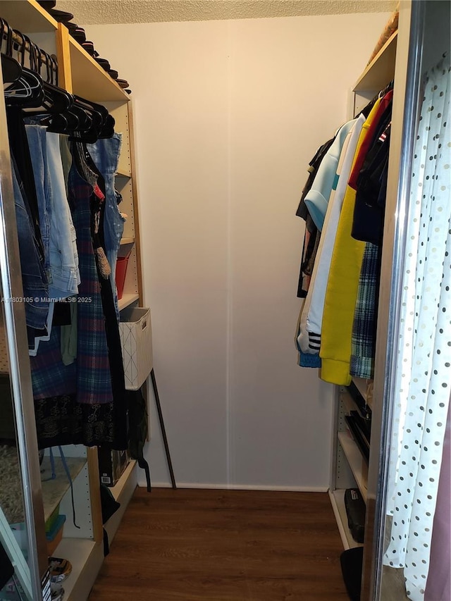 spacious closet with wood finished floors