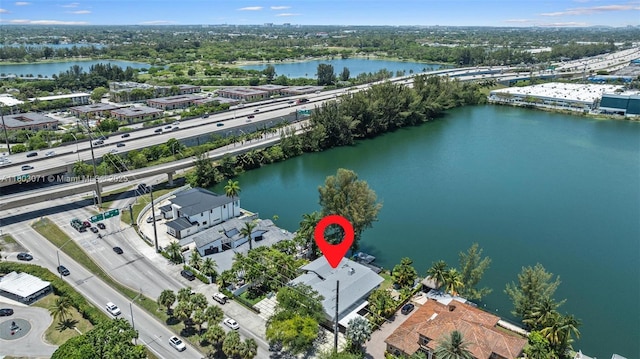 bird's eye view of a nearby body of water