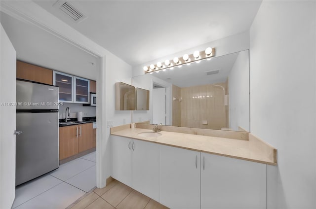 1750 N Bayshore Dr Unit 3308, Miami, FL 33132 - full bathroom with tiled shower, tile patterned flooring, and vanity