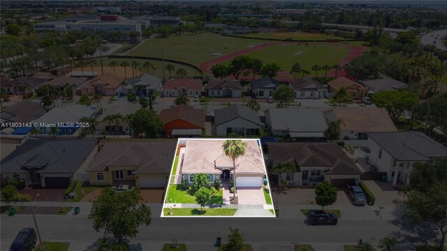 9072 NW 145th St, Miami Lakes, FL 33018 - aerial view of residential area with property boundaries highlighted