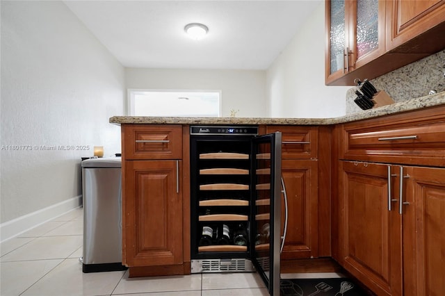 857 W 37th St, Hialeah, FL 33012 - indoor dry bar with beverage cooler, light tile patterned floors, and baseboards