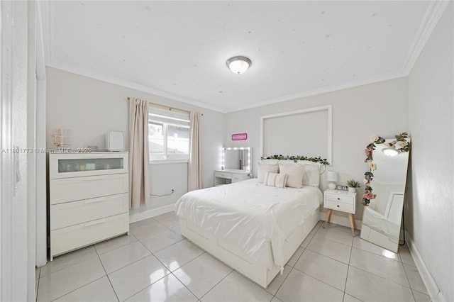 857 W 37th St, Hialeah, FL 33012 - bedroom with light tile patterned flooring, baseboards, and crown molding