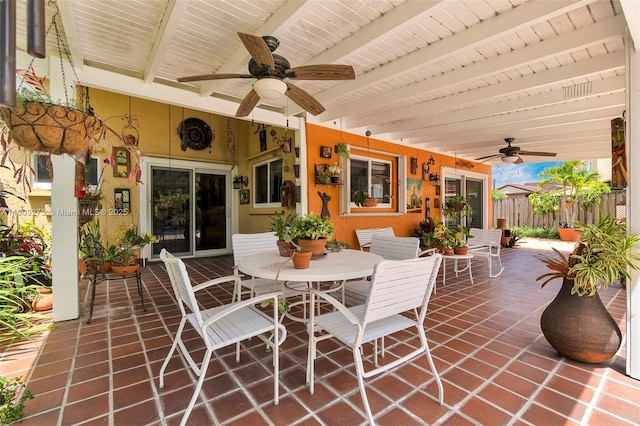13338 SW 8th Ln, Miami, FL 33184 - view of patio featuring ceiling fan and outdoor dining space