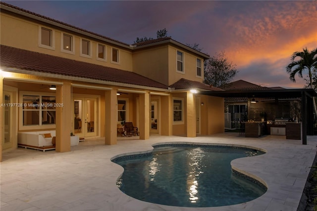 3837 E Coquina Way, Weston, FL 33332 - swimming pool featuring ceiling fan and a patio