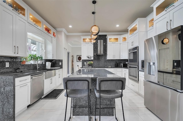 15331 SW 20th St, Miramar, FL 33027 - kitchen featuring appliances with stainless steel finishes, a sink, backsplash, white cabinets, and recessed lighting