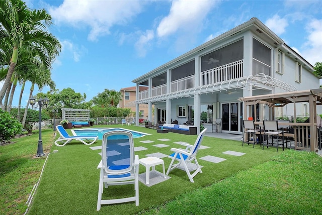 15331 SW 20th St, Miramar, FL 33027 - view of property's community with an outdoor living space, a swimming pool, and a patio