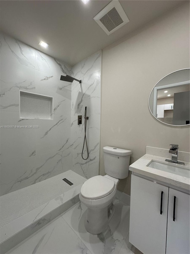 1769 NW 41st St, Miami, FL 33142 - full bath featuring marble look tiles, toilet, vanity, and a marble finish shower