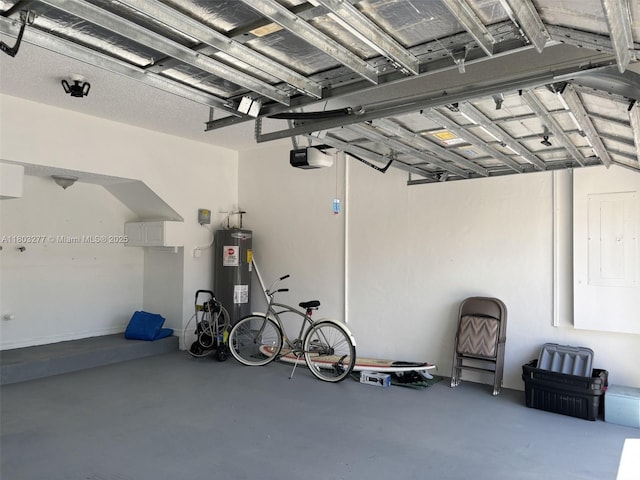 14737 SW 132nd Ct, Miami, FL 33186 - garage featuring a garage door opener, water heater, and electric panel