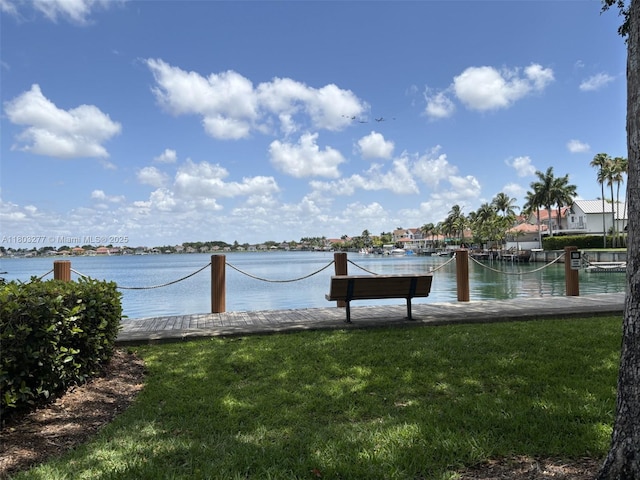 14737 SW 132nd Ct, Miami, FL 33186 - dock area with a water view and a yard