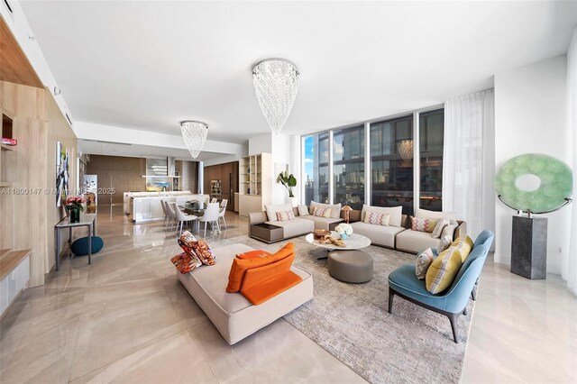 18501 Collins Ave Unit 501, Sunny Isles Beach, FL 33160 - living room featuring a chandelier