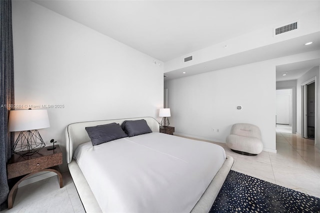 480 NE 31st St Unit 4207, Miami, FL 33137 - bedroom featuring light marble finish flooring, recessed lighting, and baseboards