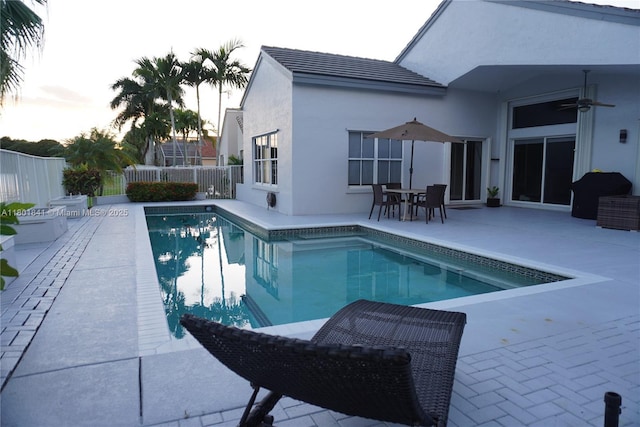 1132 Cedar Falls Dr, Weston, FL 33327 - view of pool featuring a patio area, a fenced backyard, and ceiling fan