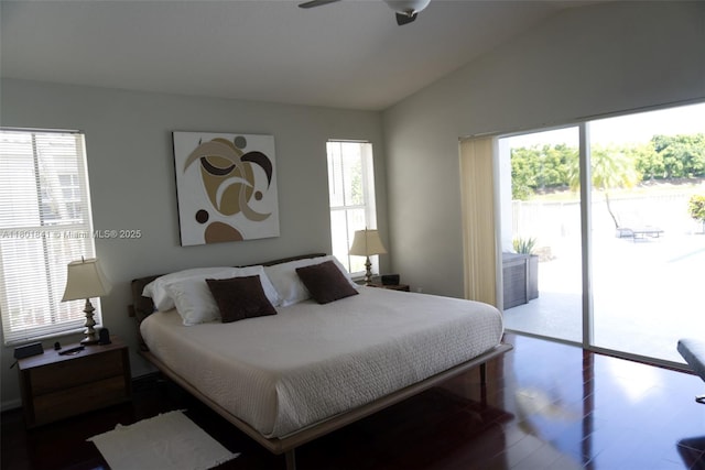 1132 Cedar Falls Dr, Weston, FL 33327 - bedroom with access to outside, lofted ceiling, and wood finished floors