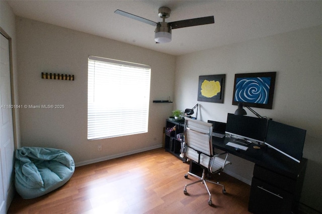 1132 Cedar Falls Dr, Weston, FL 33327 - office with ceiling fan and wood finished floors